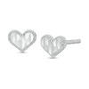 Child's Diamond-Cut Beaded Frame Heart Stud Earrings in Sterling Silver