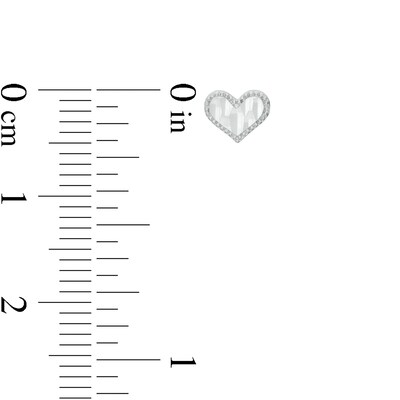 Child's Diamond-Cut Beaded Frame Heart Stud Earrings in Sterling Silver