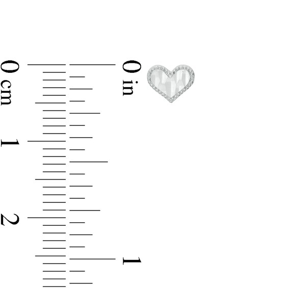 Child's Diamond-Cut Beaded Frame Heart Stud Earrings in Sterling Silver