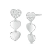Thumbnail Image 1 of Child's Cubic Zirconia Three Hearts Drop Earrings in Sterling Silver