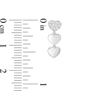 Child's Cubic Zirconia Three Hearts Drop Earrings in Sterling Silver