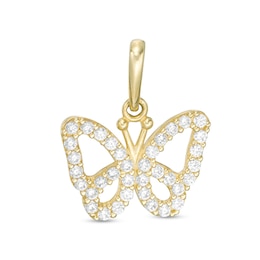 Child's Cubic Zirconia Butterfly Outline Necklace Charm in 10K Gold