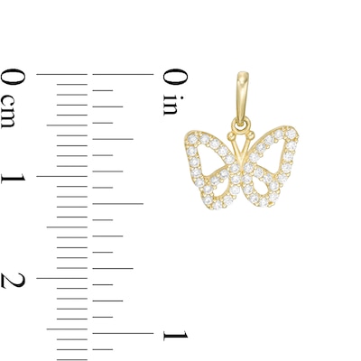 Child's Cubic Zirconia Butterfly Outline Necklace Charm in 10K Gold