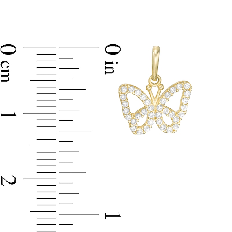 Child's Cubic Zirconia Butterfly Outline Necklace Charm in 10K Gold
