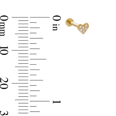 14K Gold CZ Pavé Heart Stud