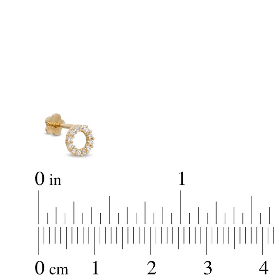 019 Gauge Cubic Zirconia Open Circle Cartilage Barbell in 14K Gold