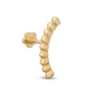 019 Gauge Spiked Bead Curved Cartilage Barbell in 14K Gold