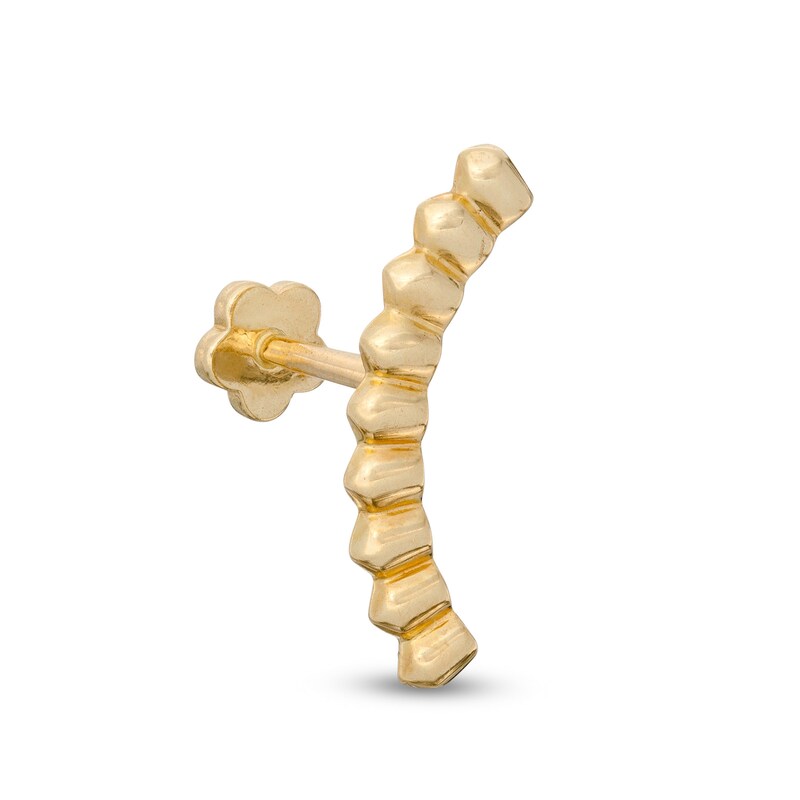 019 Gauge Spiked Bead Curved Cartilage Barbell in 14K Gold