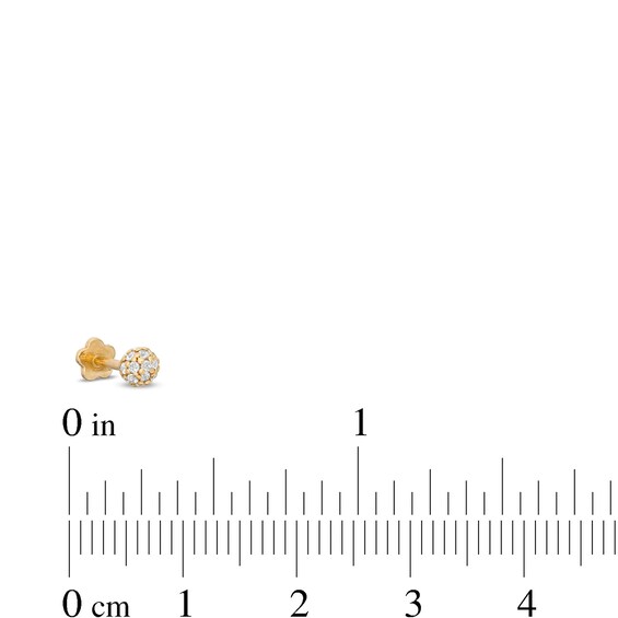 019 Gauge Cubic Zirconia Pavé Ball Cartilage Barbell in 14K Gold