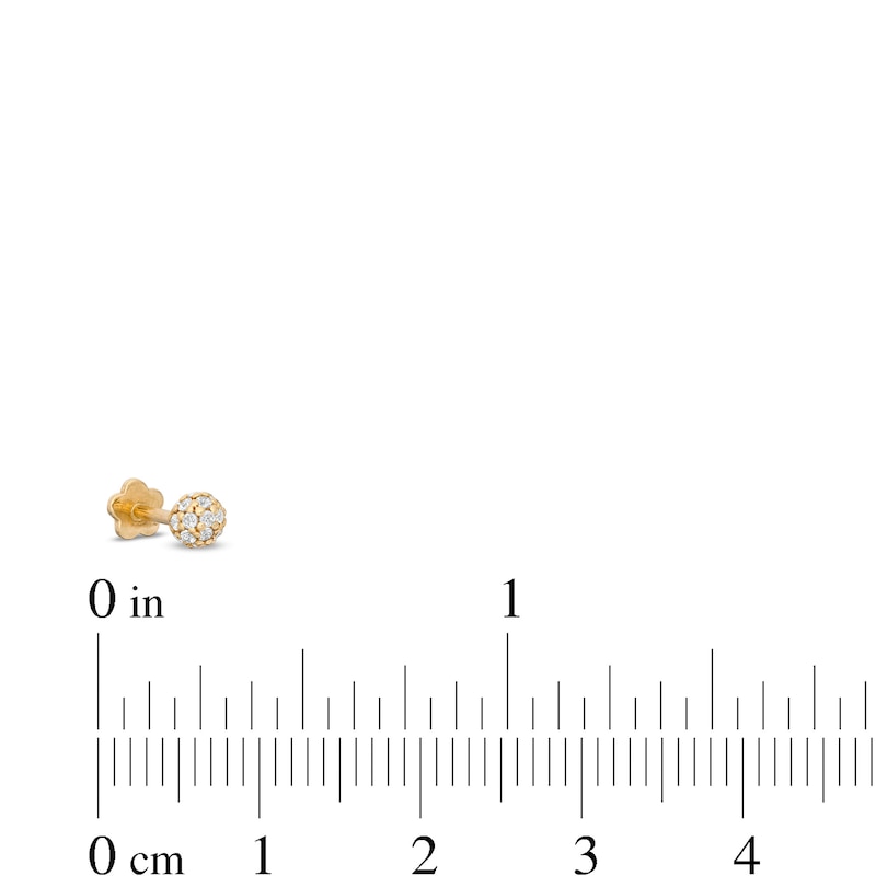 019 Gauge Cubic Zirconia Pavé Ball Cartilage Barbell in 14K Gold