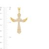 Thumbnail Image 1 of Cubic Zirconia Gothic-Style Cross with Heart and Wings Necklace Charm in 10K Gold