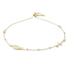 Thumbnail Image 1 of Made in Italy Sideways Virgin Mary Medallion and Cross Bead Station Bolo Bracelet in 10K Gold - 10"