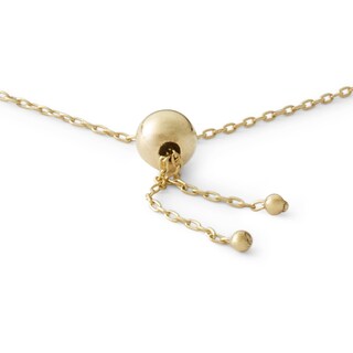 Made in Italy Sideways Virgin Mary Medallion and Cross Bead Station Bolo Bracelet in 10K Gold - 10"