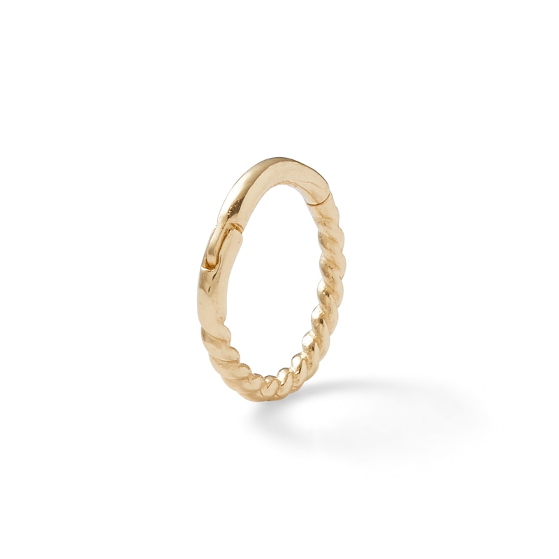 14K Solid Gold Rope-Textured Hoop - 19G