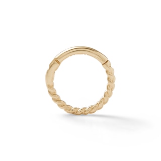 14K Solid Gold Rope-Textured Hoop - 19G