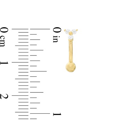 019 Gauge Cubic Zirconia Trio Curved Barbell in 10K Gold