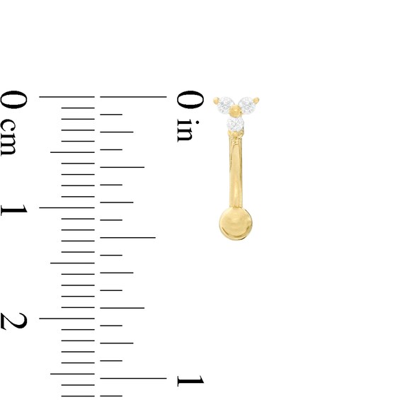 019 Gauge Cubic Zirconia Trio Curved Barbell in 10K Gold