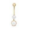 Thumbnail Image 1 of 014 Gauge 6.5mm Cubic Zirconia Dangle Belly Button Ring in 10K Gold