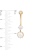 Thumbnail Image 2 of 014 Gauge 6.5mm Cubic Zirconia Dangle Belly Button Ring in 10K Gold