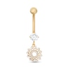 Thumbnail Image 1 of 014 Gauge Cubic Zirconia Scatter Wreath Dangle Belly Button Ring in 10K Gold