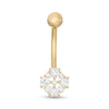 Thumbnail Image 1 of 014 Gauge 3mm Heart-Shaped and Round Cubic Zirconia Clover Belly Button Ring in 10K Gold