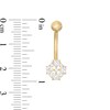 Thumbnail Image 2 of 014 Gauge 3mm Heart-Shaped and Round Cubic Zirconia Clover Belly Button Ring in 10K Gold