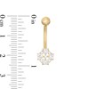 Thumbnail Image 1 of 014 Gauge 3mm Heart-Shaped and Round Cubic Zirconia Clover Belly Button Ring in 10K Gold