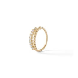14K Solid Gold CZ Beaded Double Row Nose Ring - 20G
