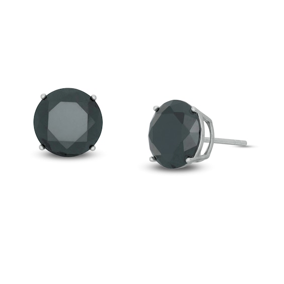 10mm Black Cubic Zirconia Solitaire Stud Earrings in Sterling Silver