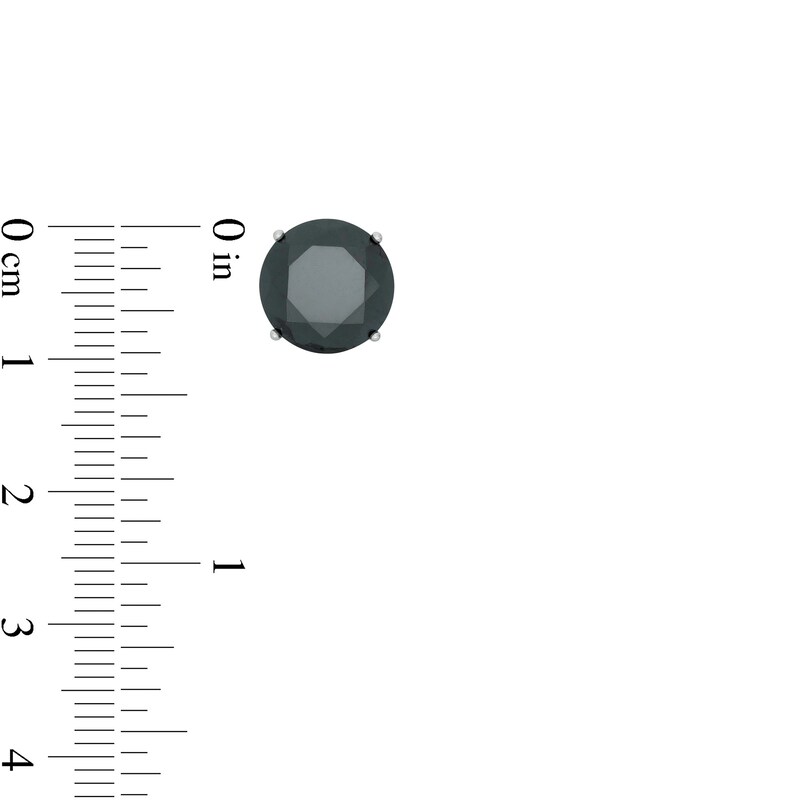 Main Image 2 of 10mm Black Cubic Zirconia Solitaire Stud Earrings in Sterling Silver