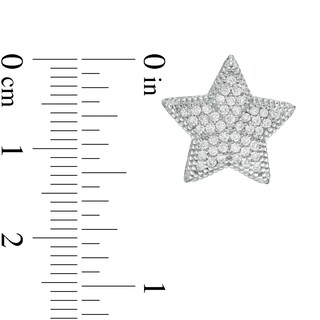 Cubic Zirconia Composite Puff Star Stud Earrings in Sterling Silver