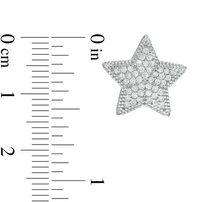 Cubic Zirconia Composite Puff Star Stud Earrings in Sterling Silver