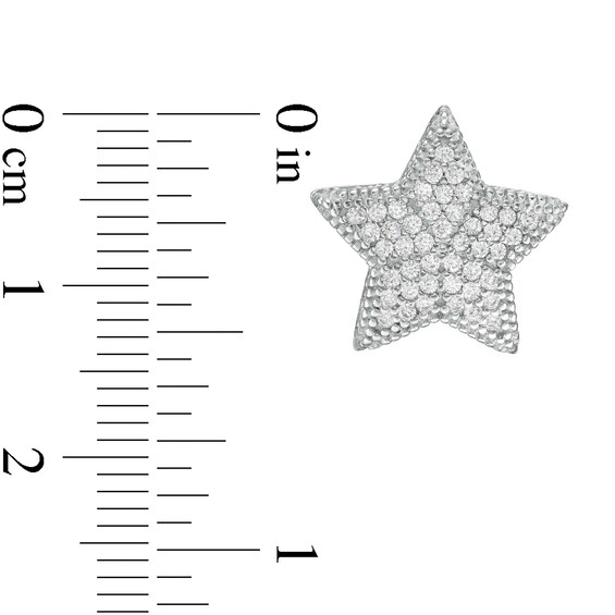 Cubic Zirconia Composite Puff Star Stud Earrings in Sterling Silver