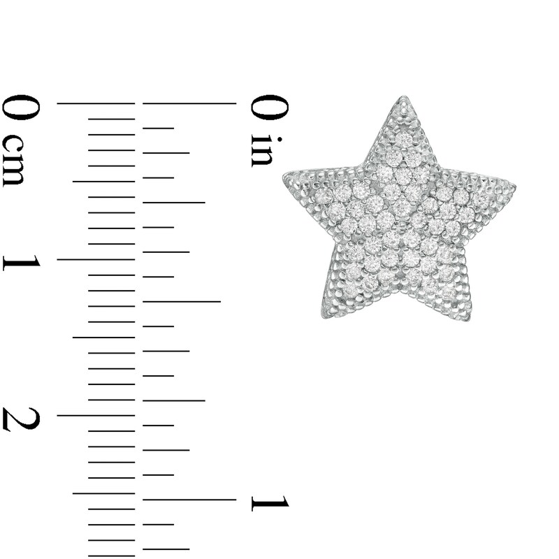 Cubic Zirconia Composite Puff Star Stud Earrings in Sterling Silver