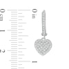 Cubic Zirconia Composite Heart Dangle Huggie Hoop Earrings in Sterling Silver