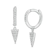 Thumbnail Image 1 of Cubic Zirconia Composite Triangle Dangle Huggie Hoop Earrings in Sterling Silver
