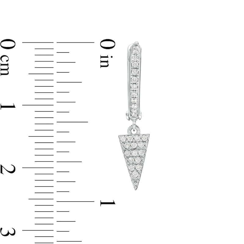 Main Image 2 of Cubic Zirconia Composite Triangle Dangle Huggie Hoop Earrings in Sterling Silver