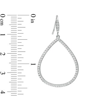 Cubic Zirconia Open Teardrop Earrings in Sterling Silver