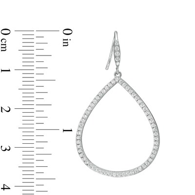 Cubic Zirconia Open Teardrop Earrings in Sterling Silver