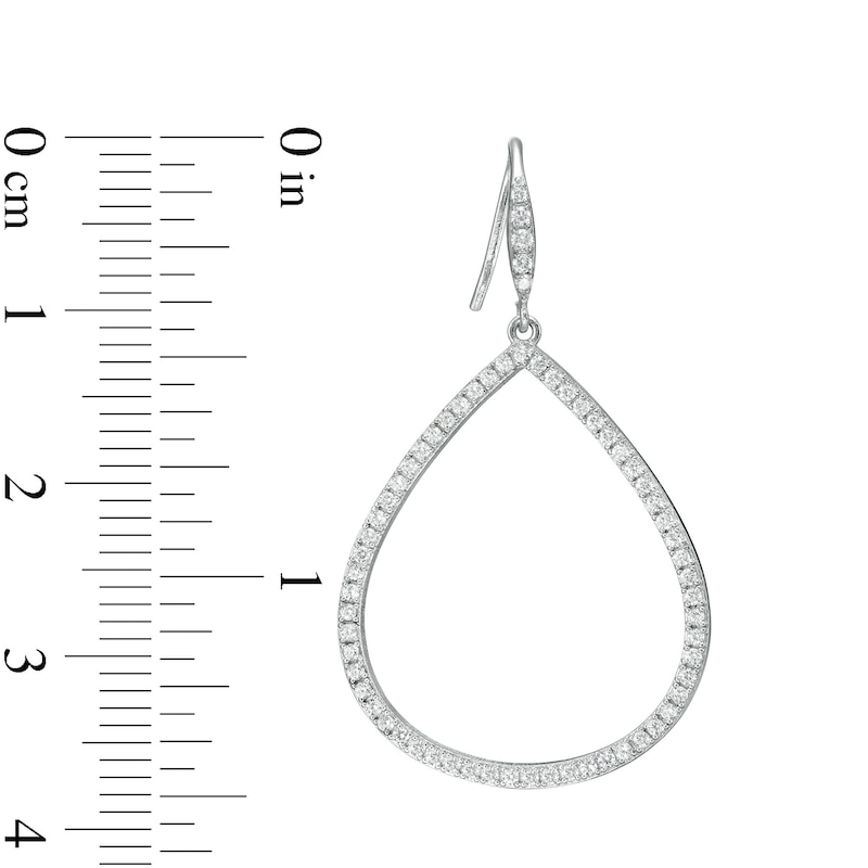 Cubic Zirconia Open Teardrop Earrings in Sterling Silver