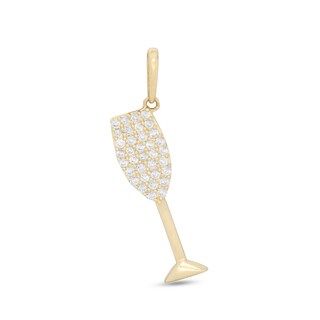 Cubic Zirconia Composite Champagne Flute Necklace Charm in 10K Gold