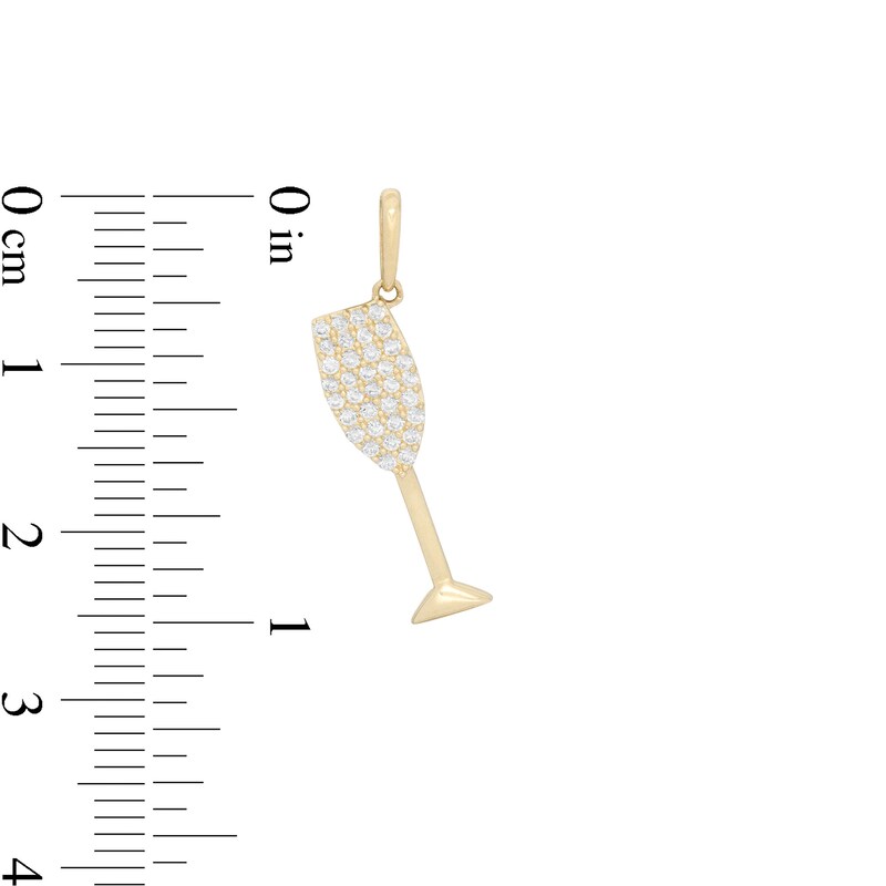 Main Image 2 of Cubic Zirconia Composite Champagne Flute Necklace Charm in 10K Gold
