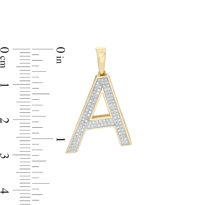 Main Image 2 of 1/5 CT. T.W. Diamond "A" Necklace Charm in 10K Gold