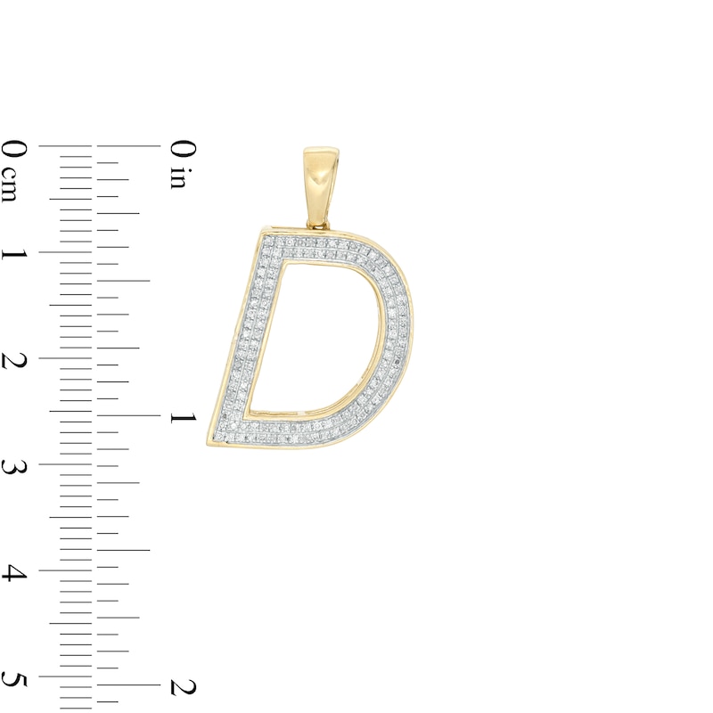 Main Image 2 of 1/5 CT. T.W. Diamond "D" Necklace Charm in 10K Gold