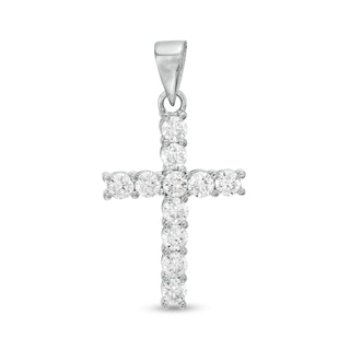 Sterling Silver Solid CZ Cross Necklace Charm
