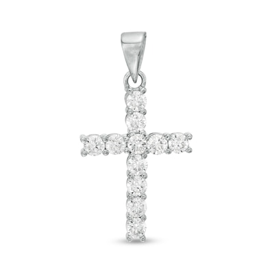Sterling Silver Solid CZ Cross Necklace Charm