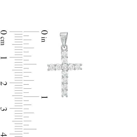 Sterling Silver Solid CZ Cross Necklace Charm