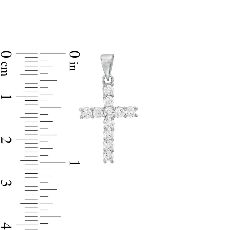 Cubic Zirconia Cross Necklace Charm in Solid Sterling Silver