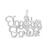 Thumbnail Image 1 of Cubic Zirconia Cursive &quot;Together Forever&quot; Triple Heart Necklace Charm in Sterling Silver
