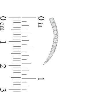 Cubic Zirconia Graduated Curve Crawler Earrings in Sterling Silver